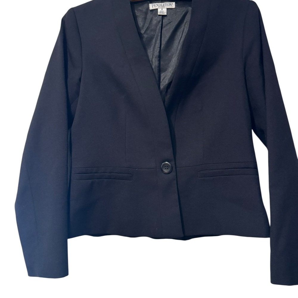 Pendleton Petite Virgin Wool Black Blazer Women’s Size 6 Classic Tailored Jacket - Picture 2 of 9